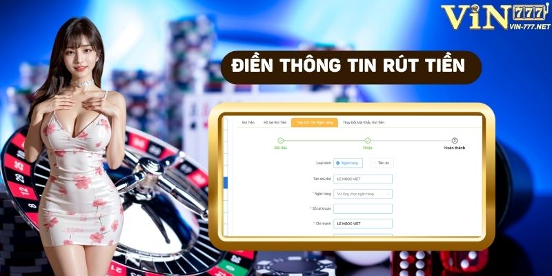 Điền thông tin rút tiền